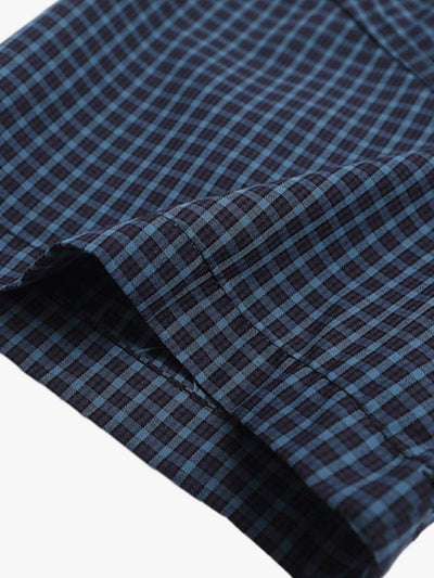 Tie Contrast Stitching Casual Plaid Shirt