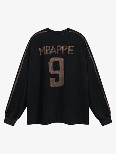 Graffiti Washed Jersey Sports Sweatshirt