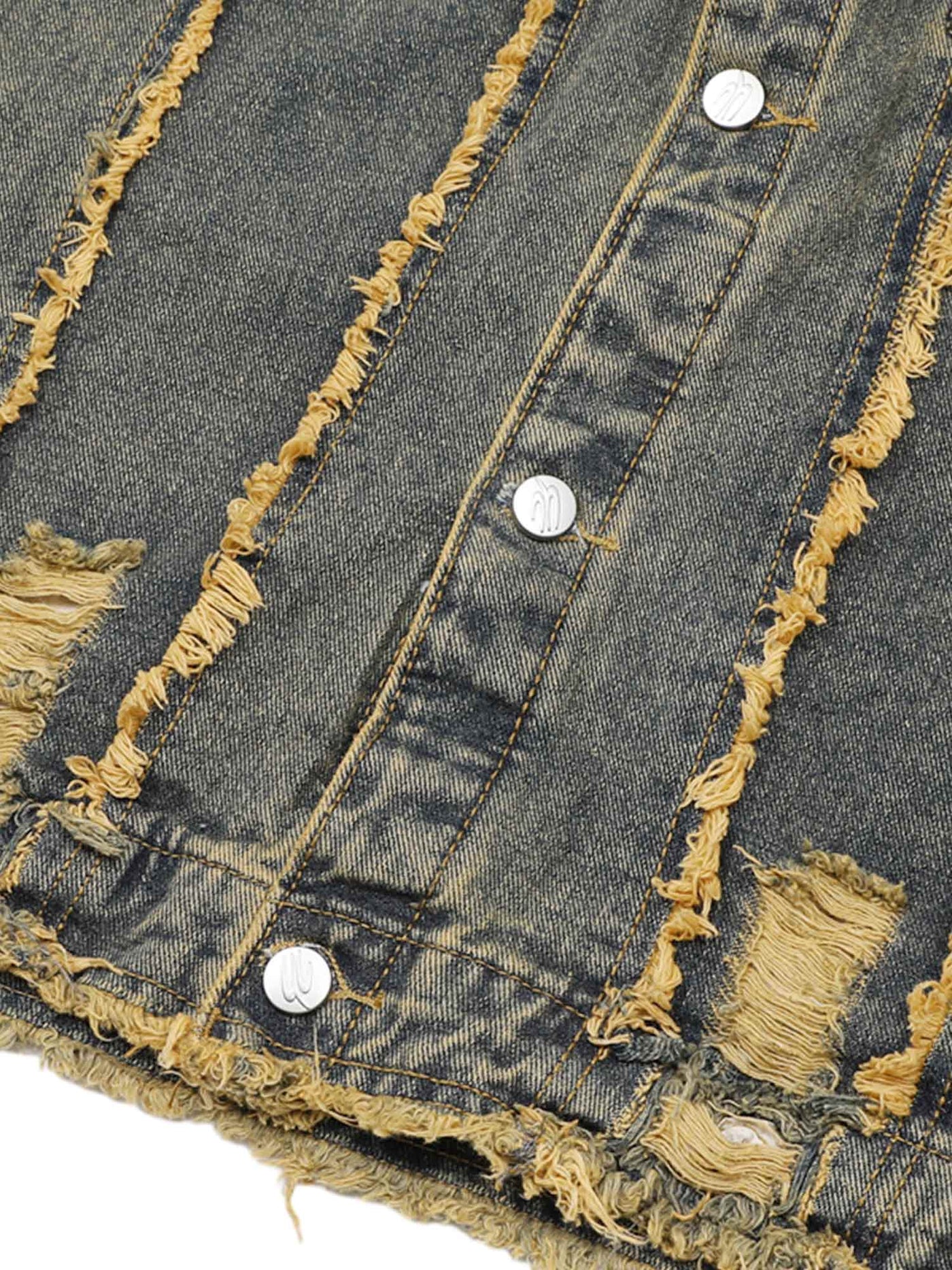 Raw Edge Distressed Denim Jacket