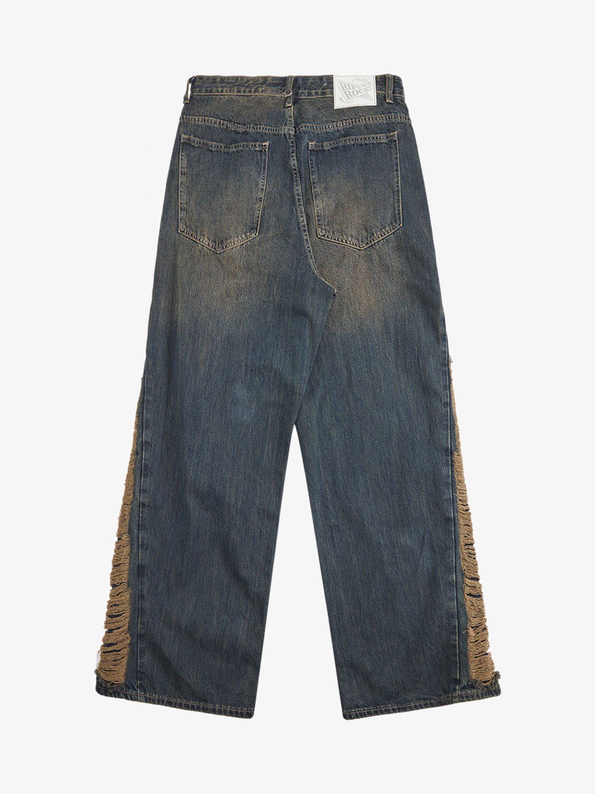 Washed Distressed 'Who Cares You' Print Straight Jeans - 2367