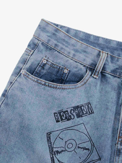 Retro Fun Graffiti Denim Jorts