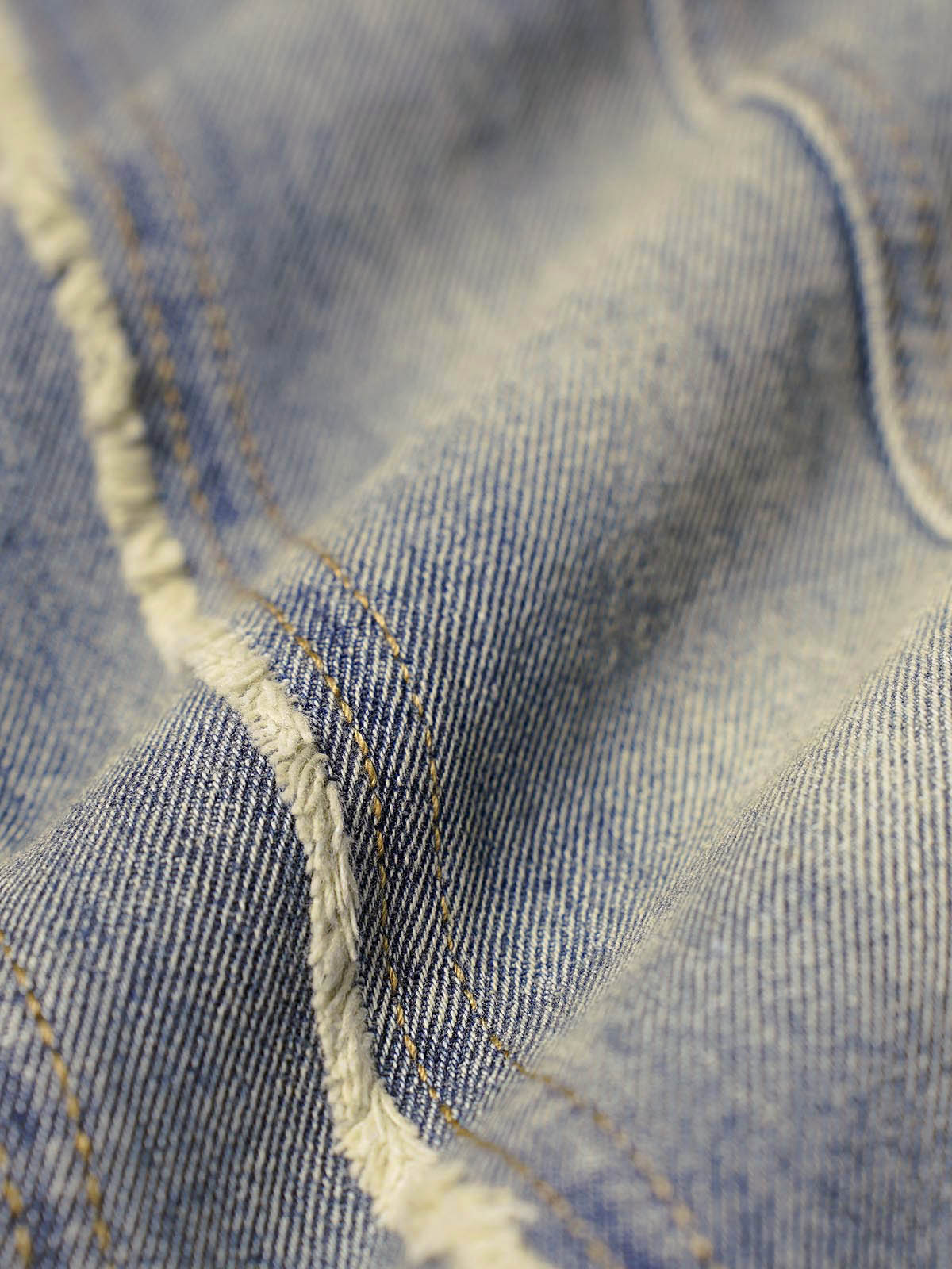 Washed Distressed Raw Edge Baggy Jeans - 2271