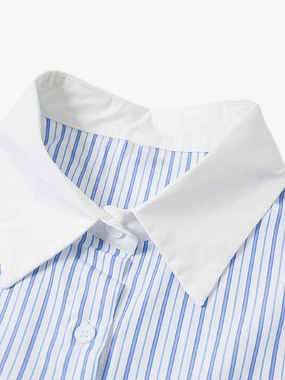 Retro Contrast Flocked Striped Long Sleeve Shirt