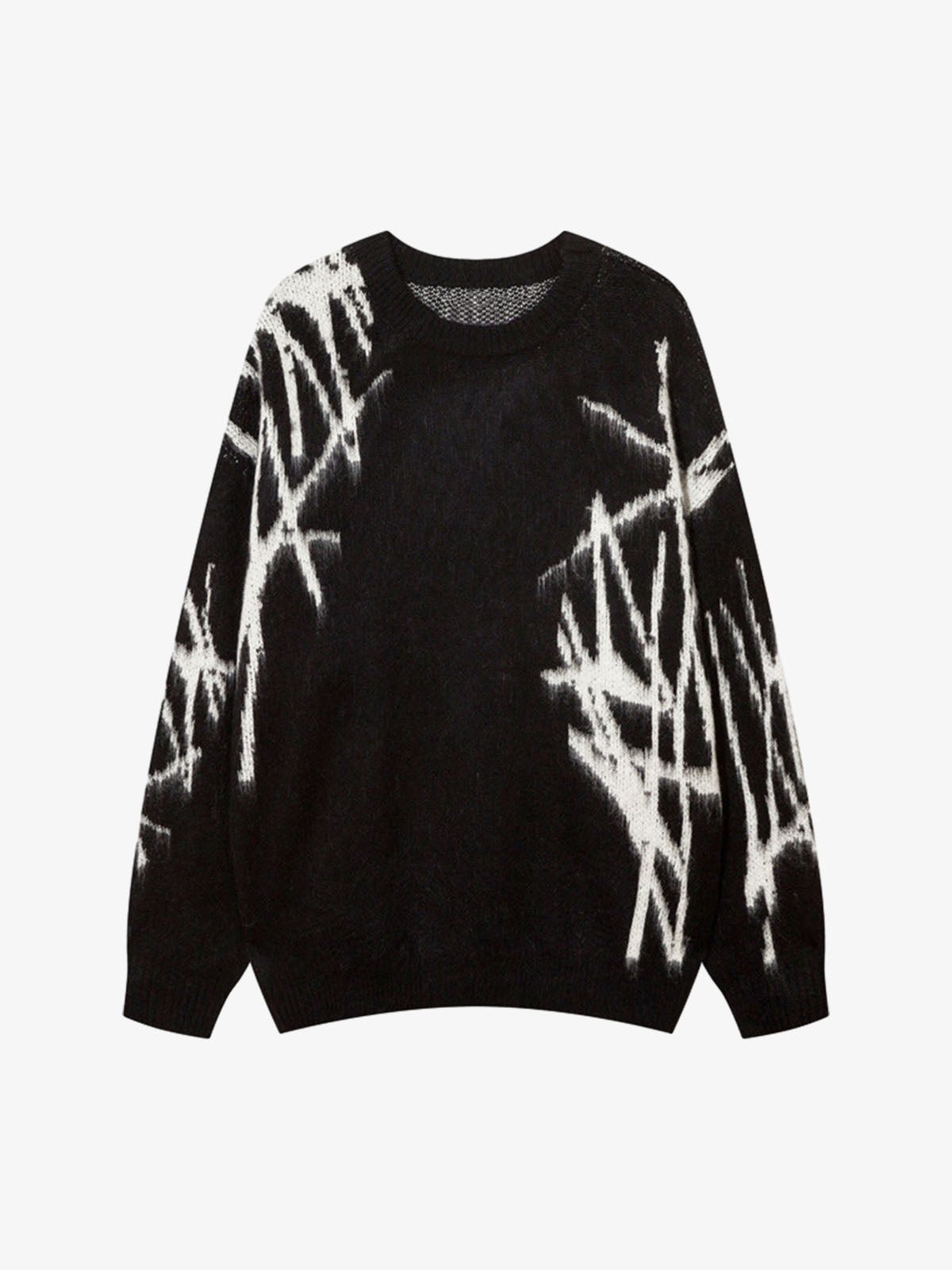 Jacquard Graffiti Round Neck Sweater