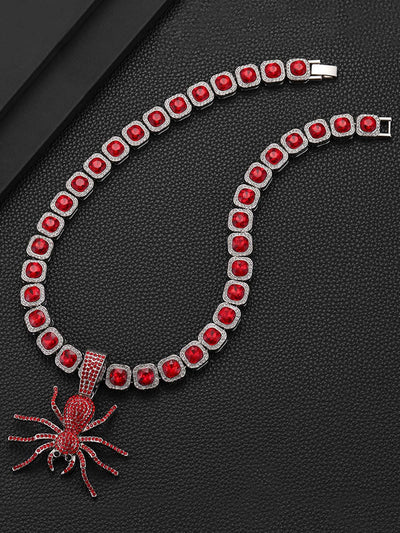 Punk Style Red Spider Cuban Necklace