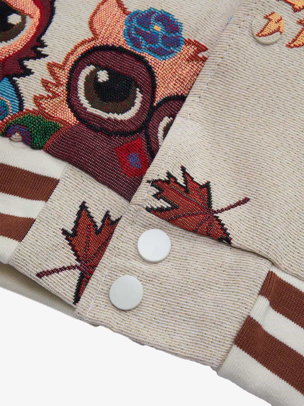 Owl Patch Embroidered Baseball Jersey