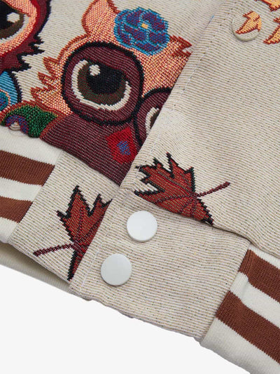 Owl Patch Embroidered Baseball Jersey