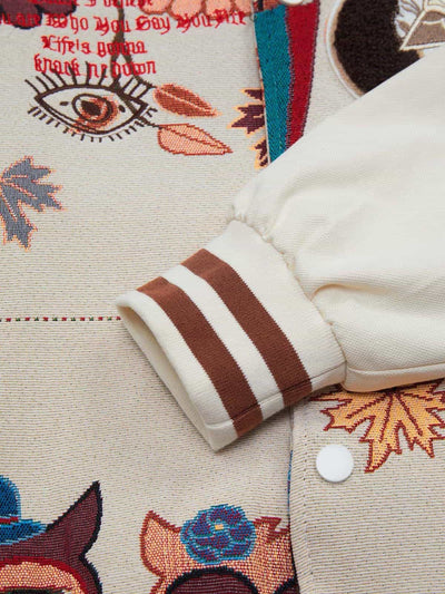 Owl Patch Embroidered Baseball Jersey