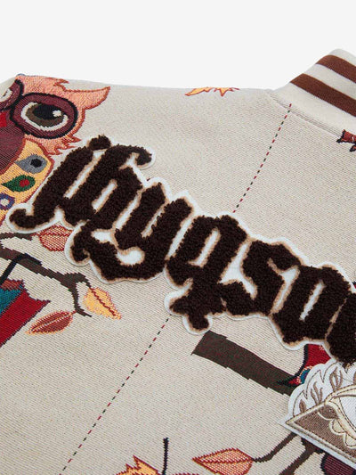 Owl Patch Embroidered Baseball Jersey