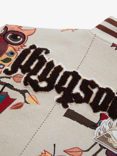 Owl Patch Embroidered Baseball Jersey