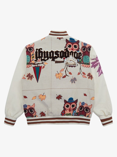 Owl Patch Embroidered Baseball Jersey