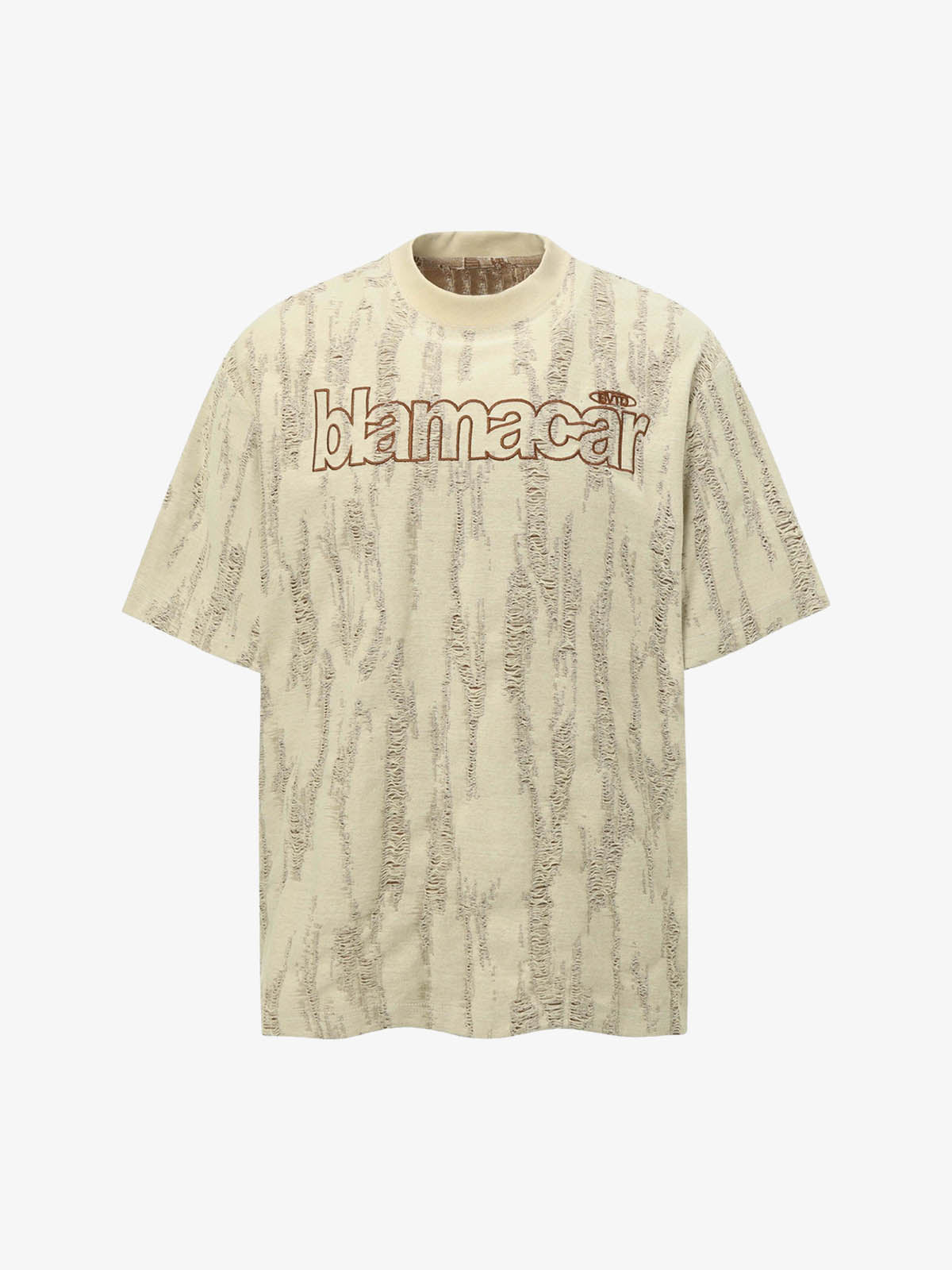 Distressed Letter Embroidered Short-sleeved T-shirt