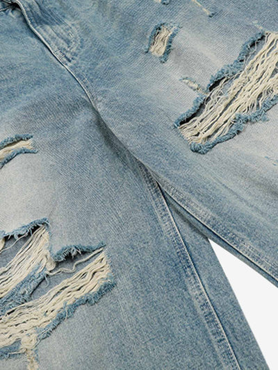 Street Retro Washed Distressed Ripped Denim Shorts