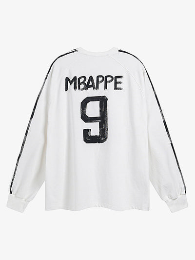 Graffiti Washed Jersey Sports Sweatshirt