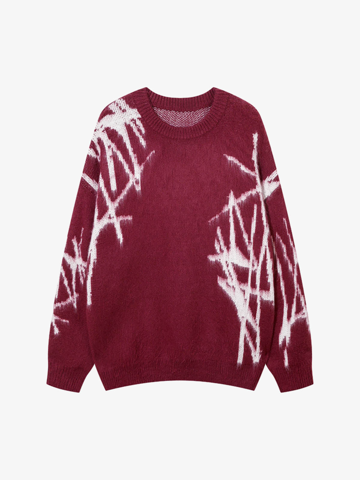 Jacquard Graffiti Round Neck Sweater