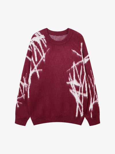 Jacquard Graffiti Round Neck Sweater