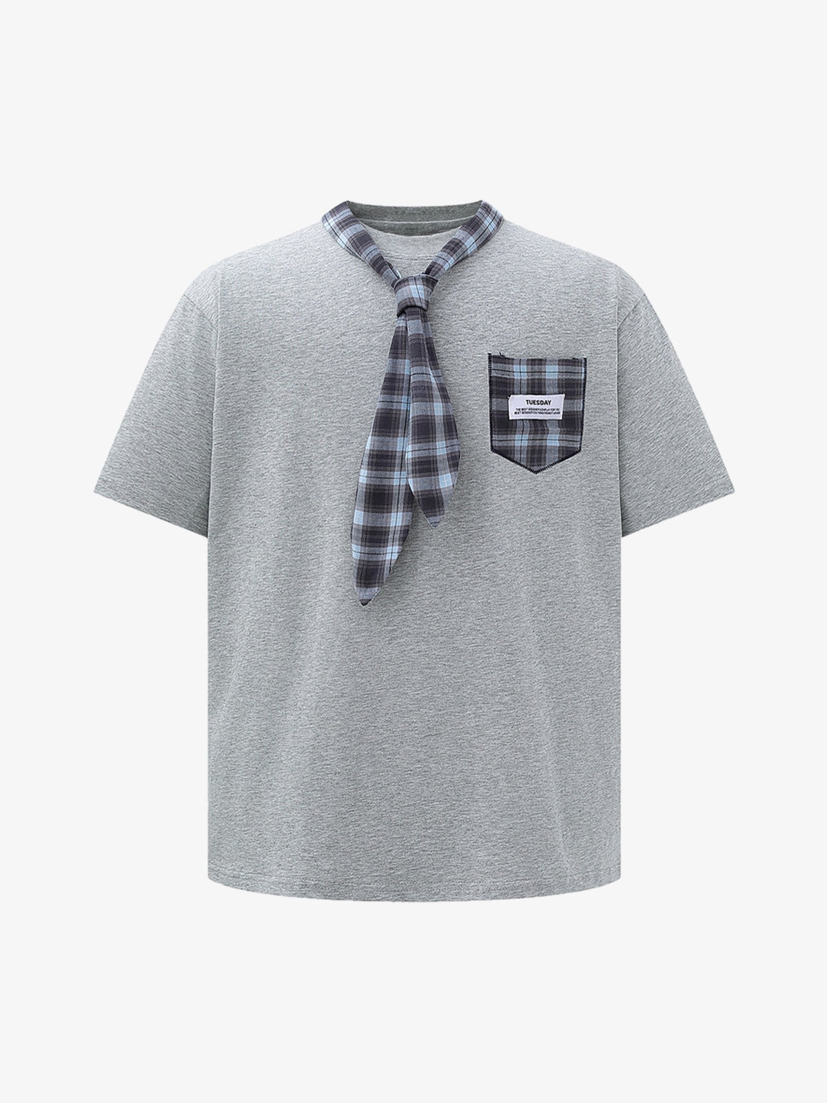 Street Plaid Tie Short Sleeve T-Shirt
