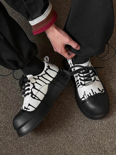 Graffiti Derby Platform Toe Shoes