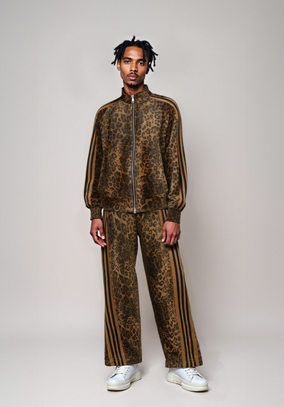 Cheetah Print Suede Tracksuit - 2277
