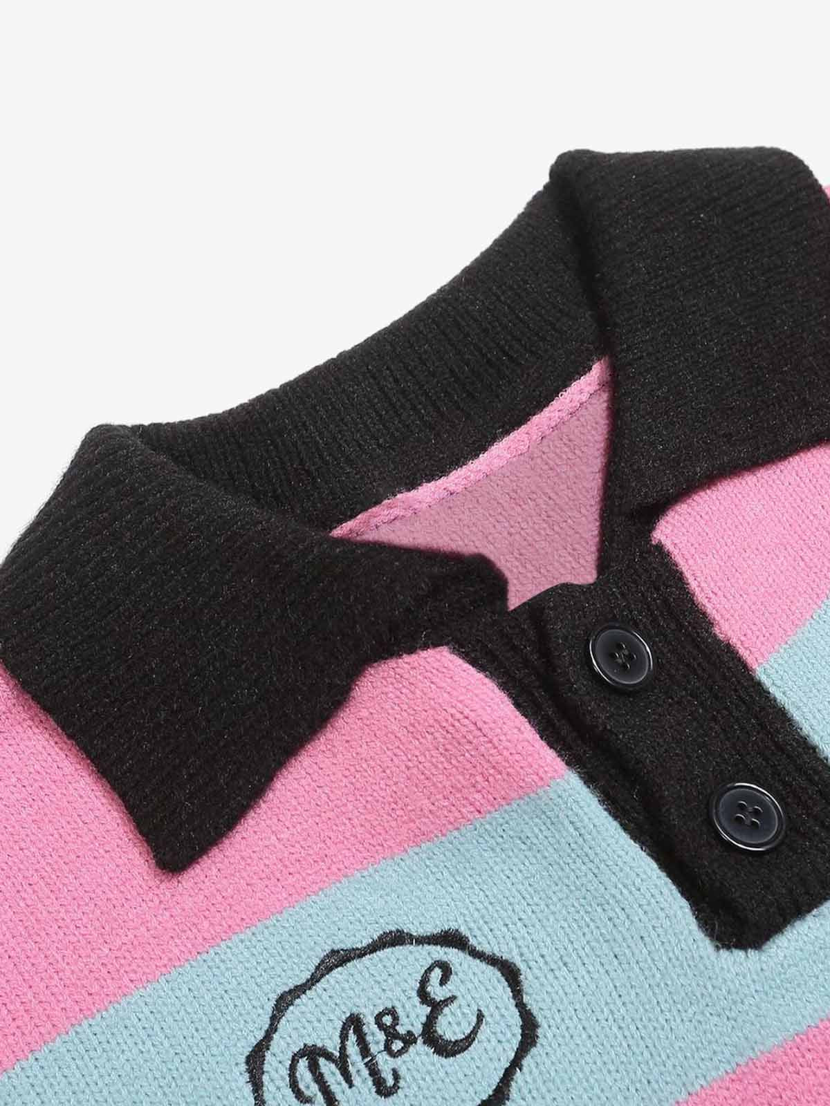 Letter Embroidery College Striped Sweater