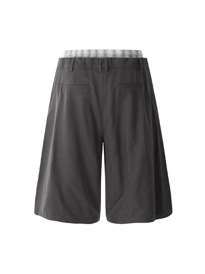 Retro Double Waist Stitching Jorts