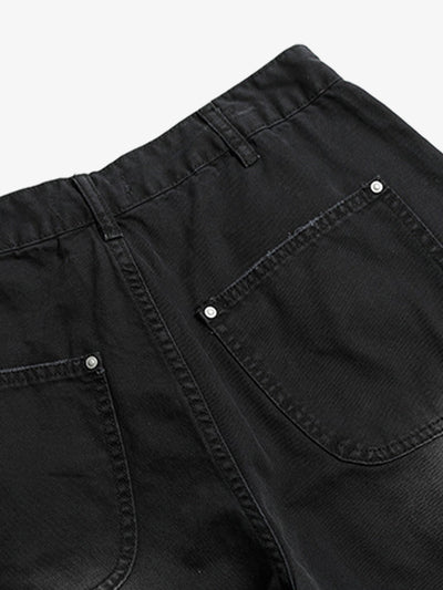 Niche Black Raw Edge Cropped Jeans