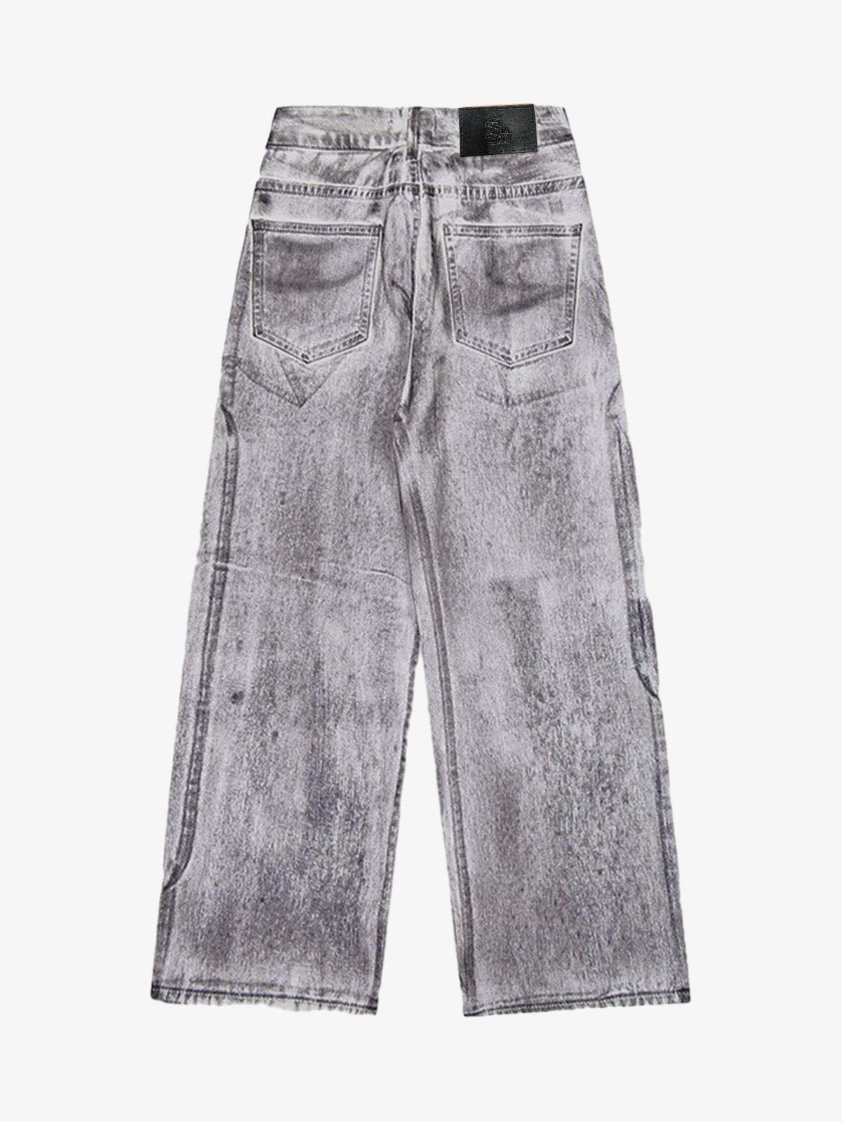 Wasteland Style Niche Design Dirty White Loose Jeans - 2114