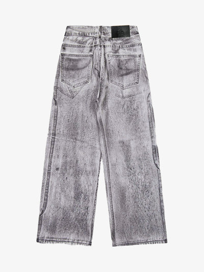 Wasteland Style Niche Design Dirty White Loose Jeans - 2114