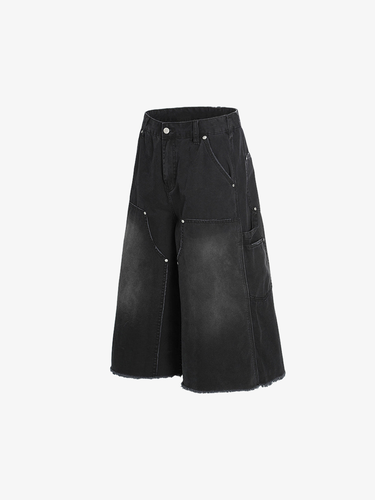 Niche Black Raw Edge Cropped Jeans