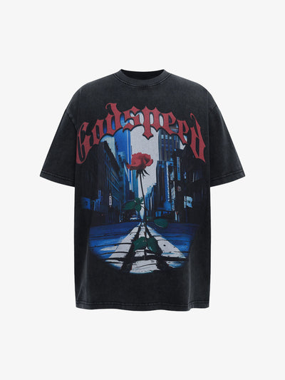 High Street Rose Urban Print T-shirt