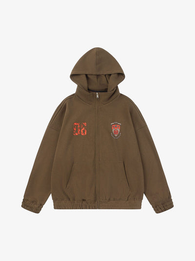 Retro Embroidered College Detachable Hoodie