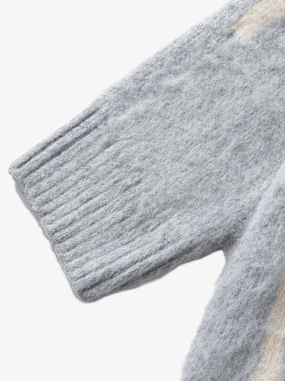 Colorblock Badge Embroidered Cardigan Sweater