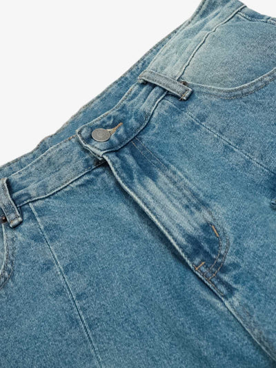 Distressed Washed Multi-Pocket Cargo Jeans
