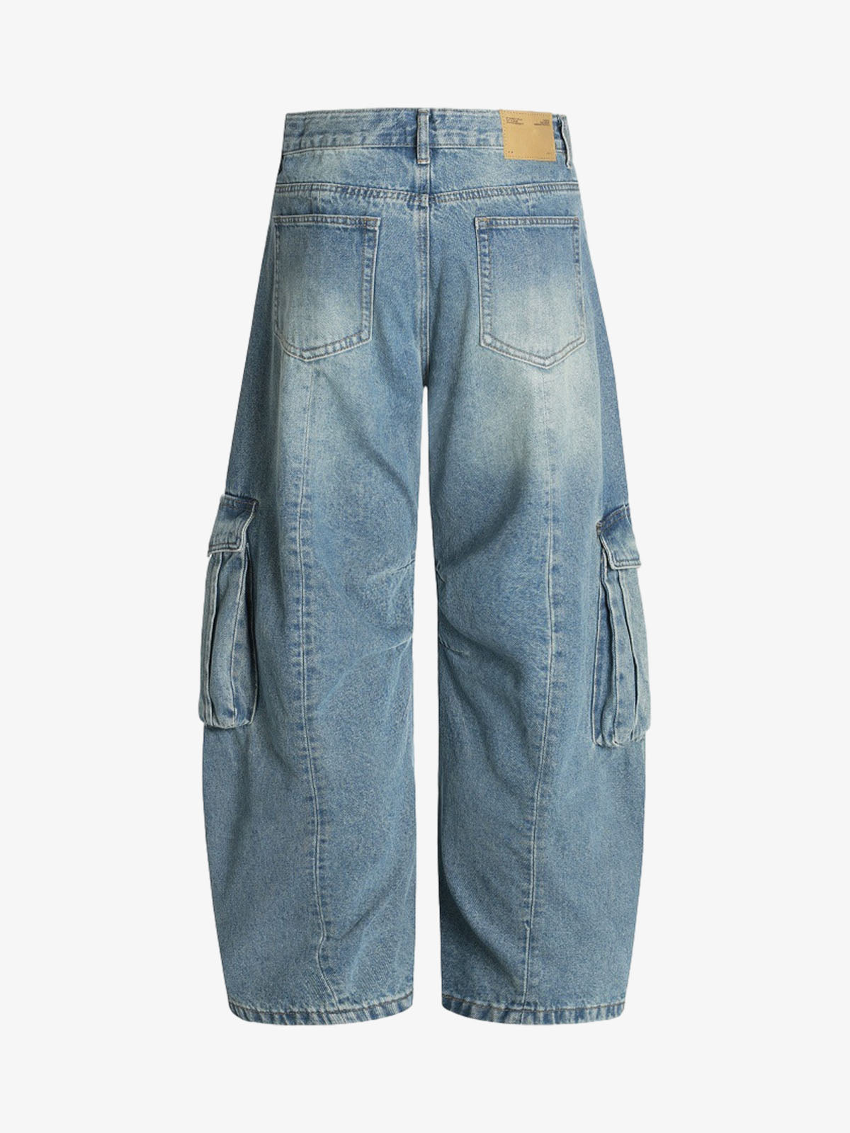 Distressed Washed Multi-Pocket Cargo Jeans
