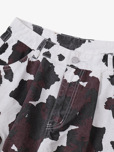 Retro Cow Camouflage Work Shorts