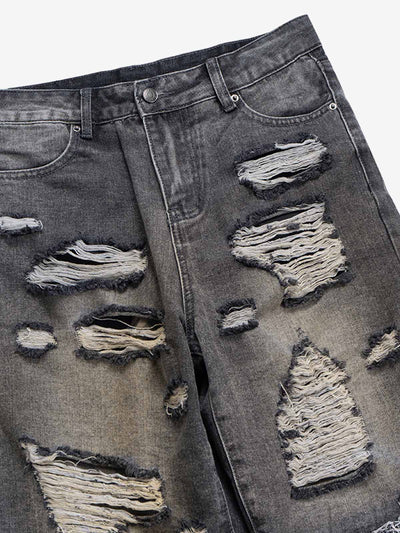 Camouflage Patchwork Flared Wide-leg Ripped Jeans