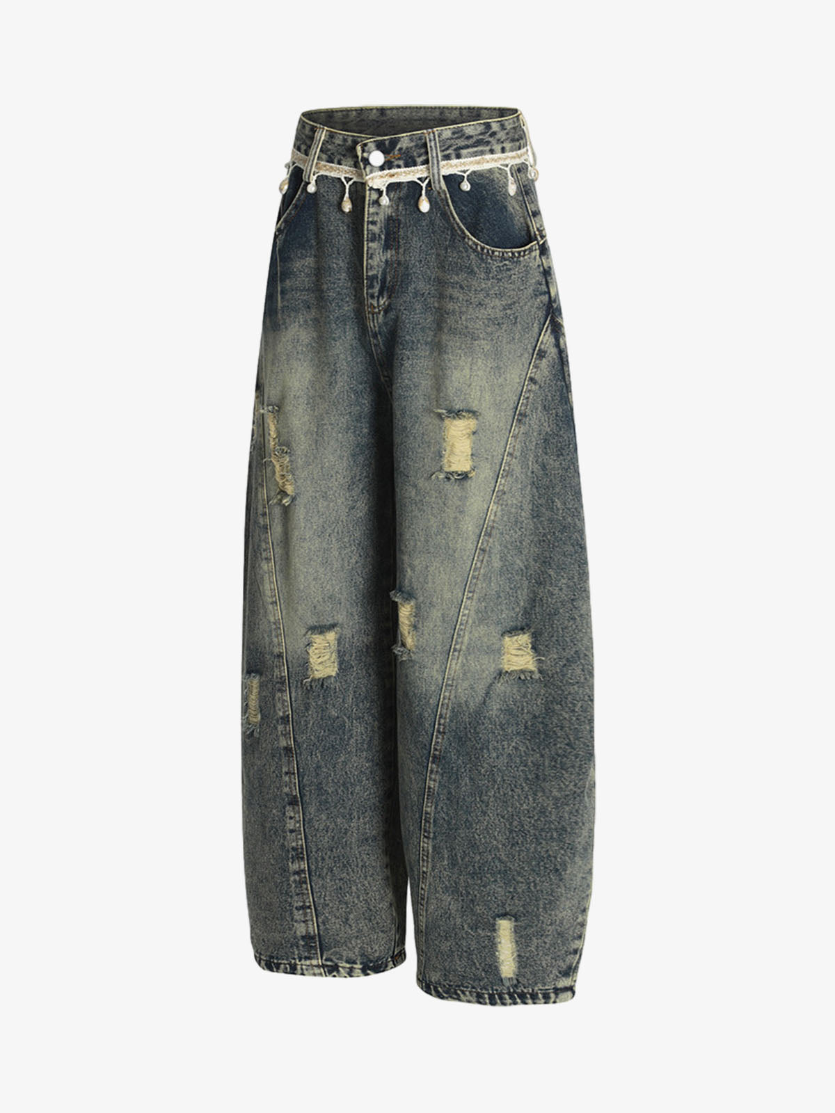 Vintage Washed Ripped Scimitar Jeans