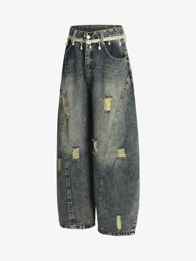 Vintage Washed Ripped Scimitar Jeans