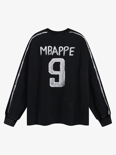 Graffiti Washed Jersey Sports Sweatshirt
