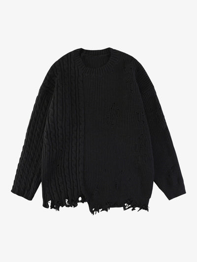 Cable Knit Crochet Hole Sweater