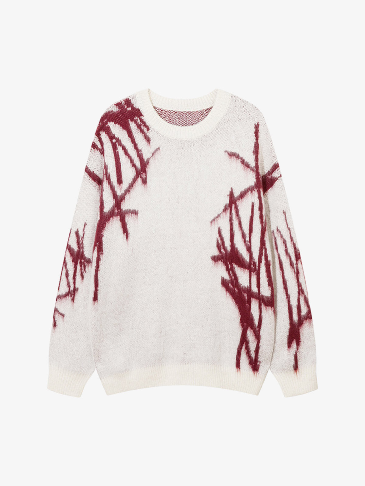 Jacquard Graffiti Round Neck Sweater