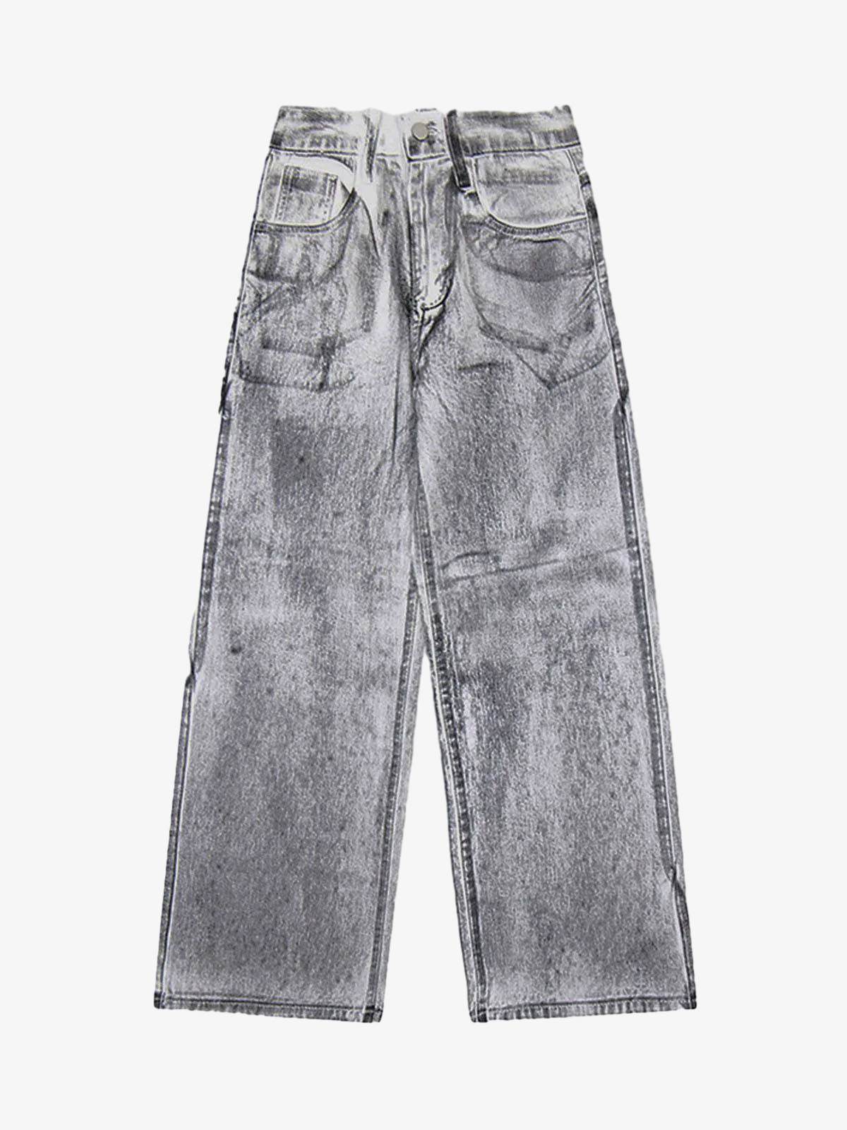Wasteland Style Niche Design Dirty White Loose Jeans - 2114