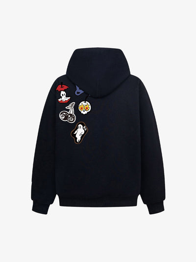 Street Embroidered Letter Badge Hoodie