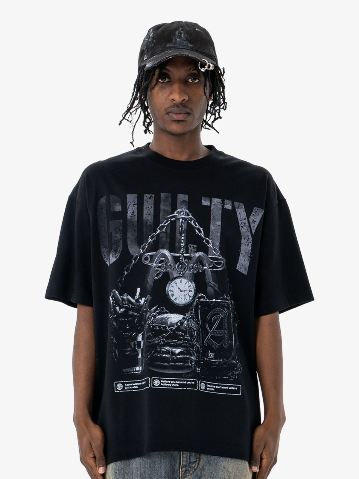Vintage Chain Watch Print T-shirt