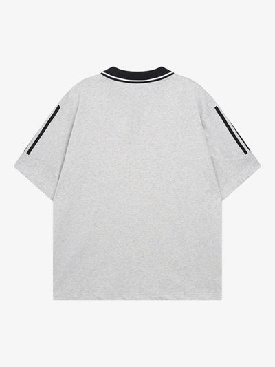 Letter Print Short Sleeve POLO T-Shirt
