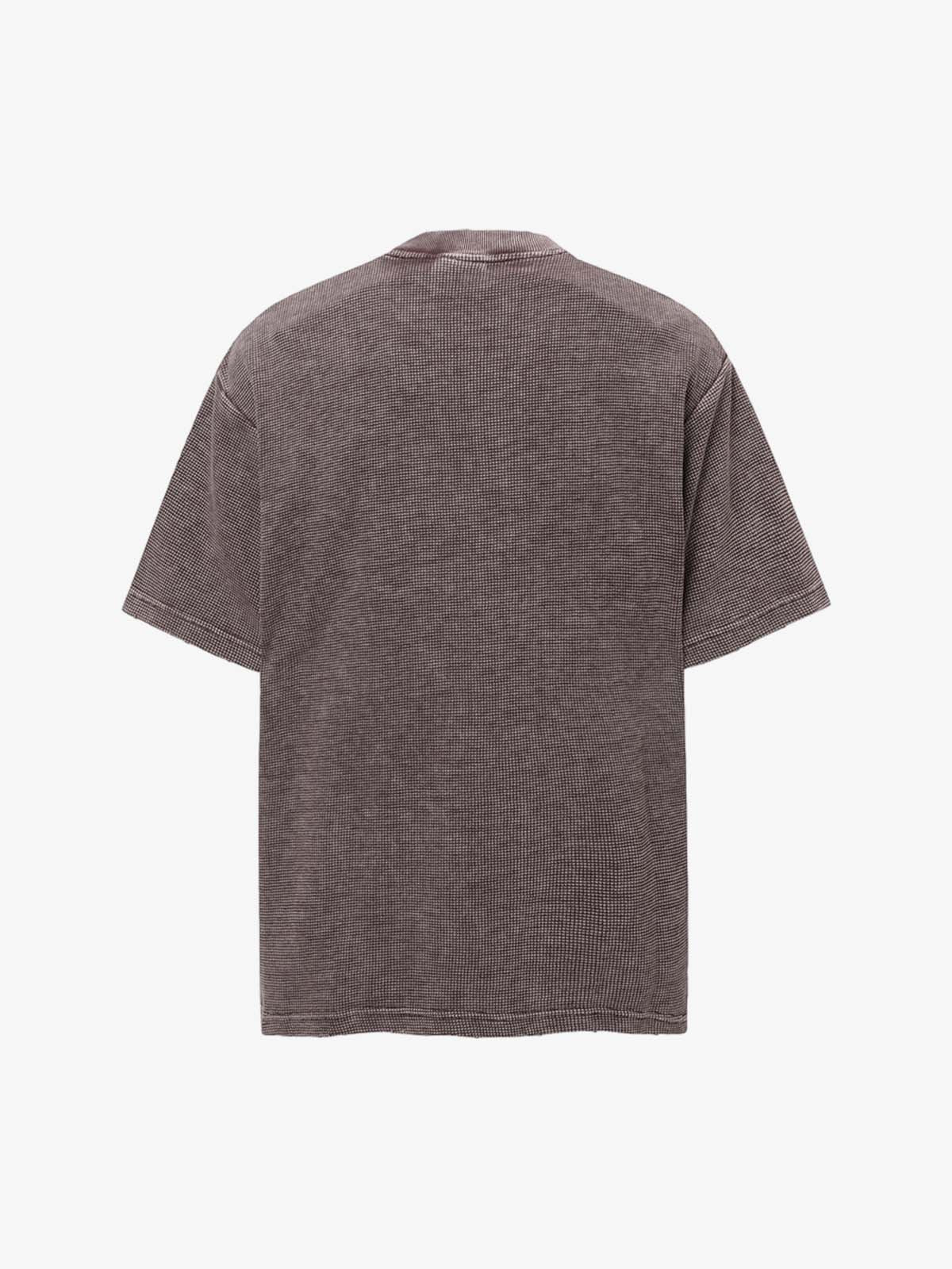 Washed Distressed Waffle Letter Print T-shirt