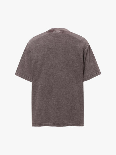 Washed Distressed Waffle Letter Print T-shirt