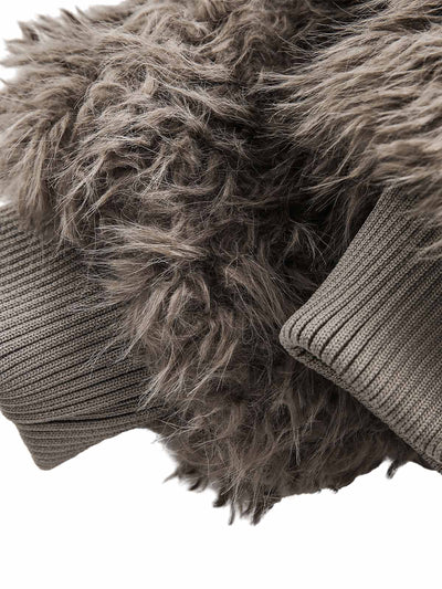 Metal leather button Faux Fur Jacket -2245