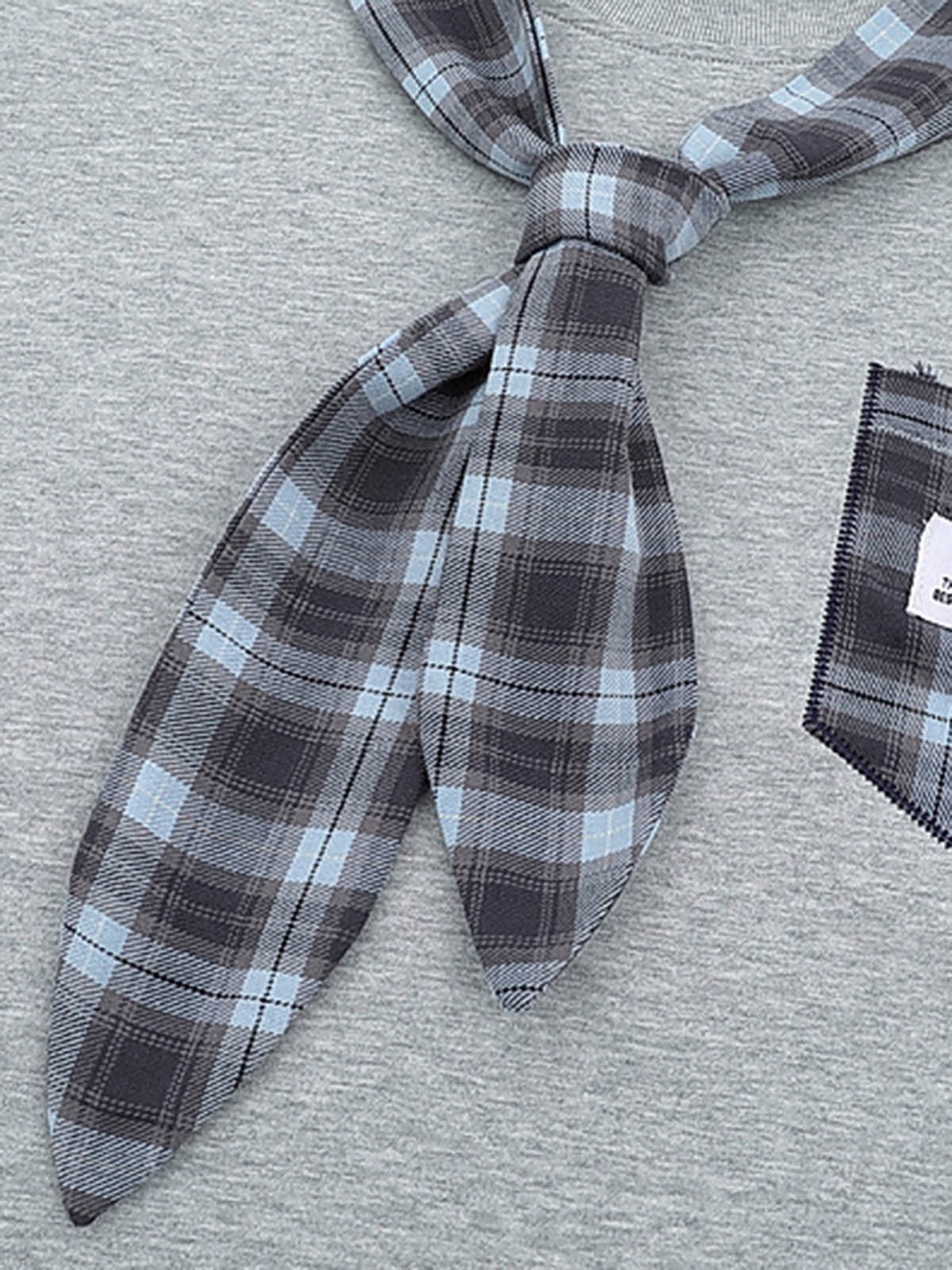 Street Plaid Tie Short Sleeve T-Shirt
