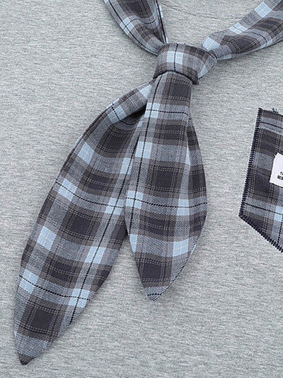 Street Plaid Tie Short Sleeve T-Shirt